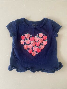 Carter's Baby Navy Tee with Strawberry Heart Print